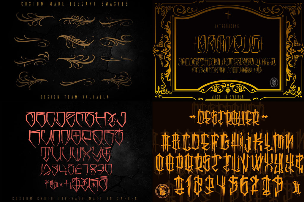 Tattoo font bundle, t-shirt / logo design, 10 Handmade fonts