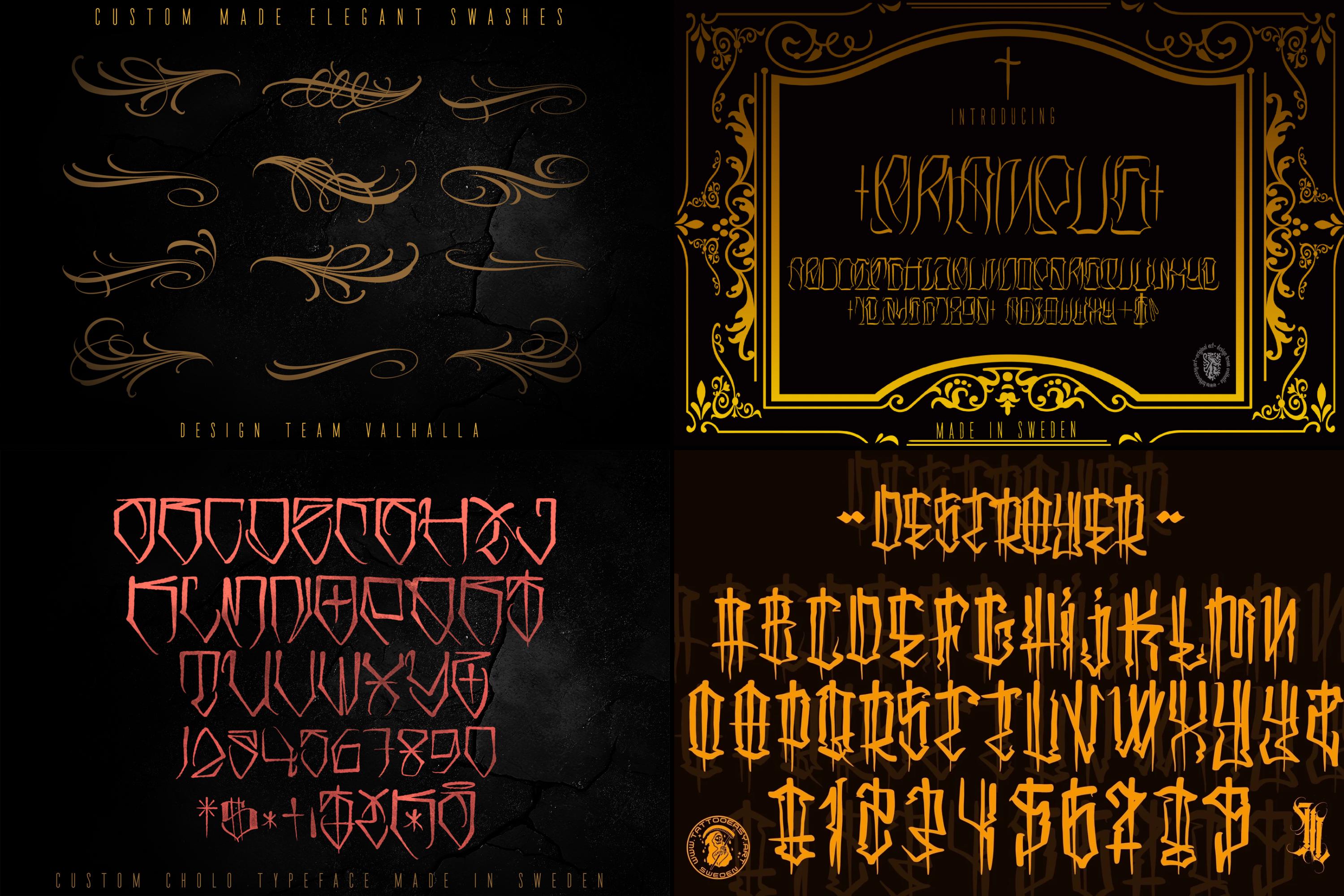 Tattoo font bundle, t-shirt / logo design, 10 Handmade fonts