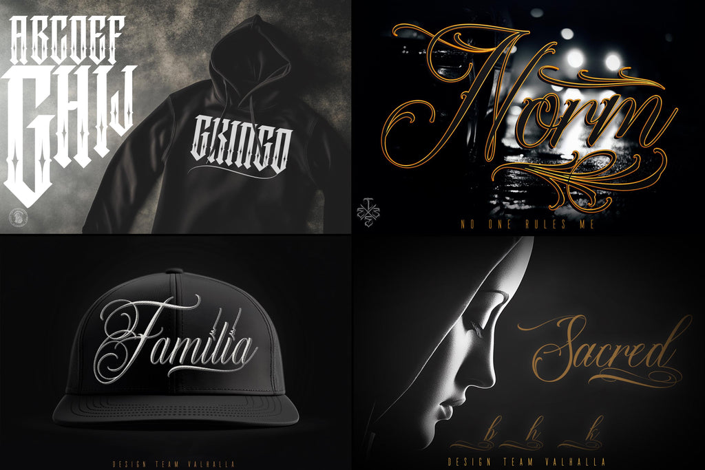 Chicano Lettering kit - Procreate XL | Cholo ( digital download ) Tattoo Fonts design kit