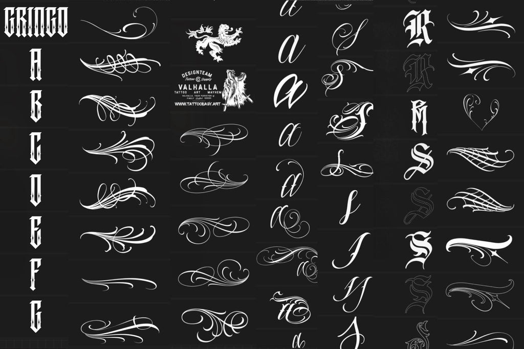 Chicano Lettering kit - Procreate XL | Cholo ( digital download ) Tattoo Fonts design kit