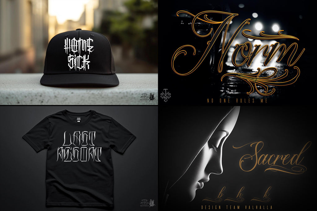 Tattoo font bundle, t-shirt / logo design, 10 Handmade fonts