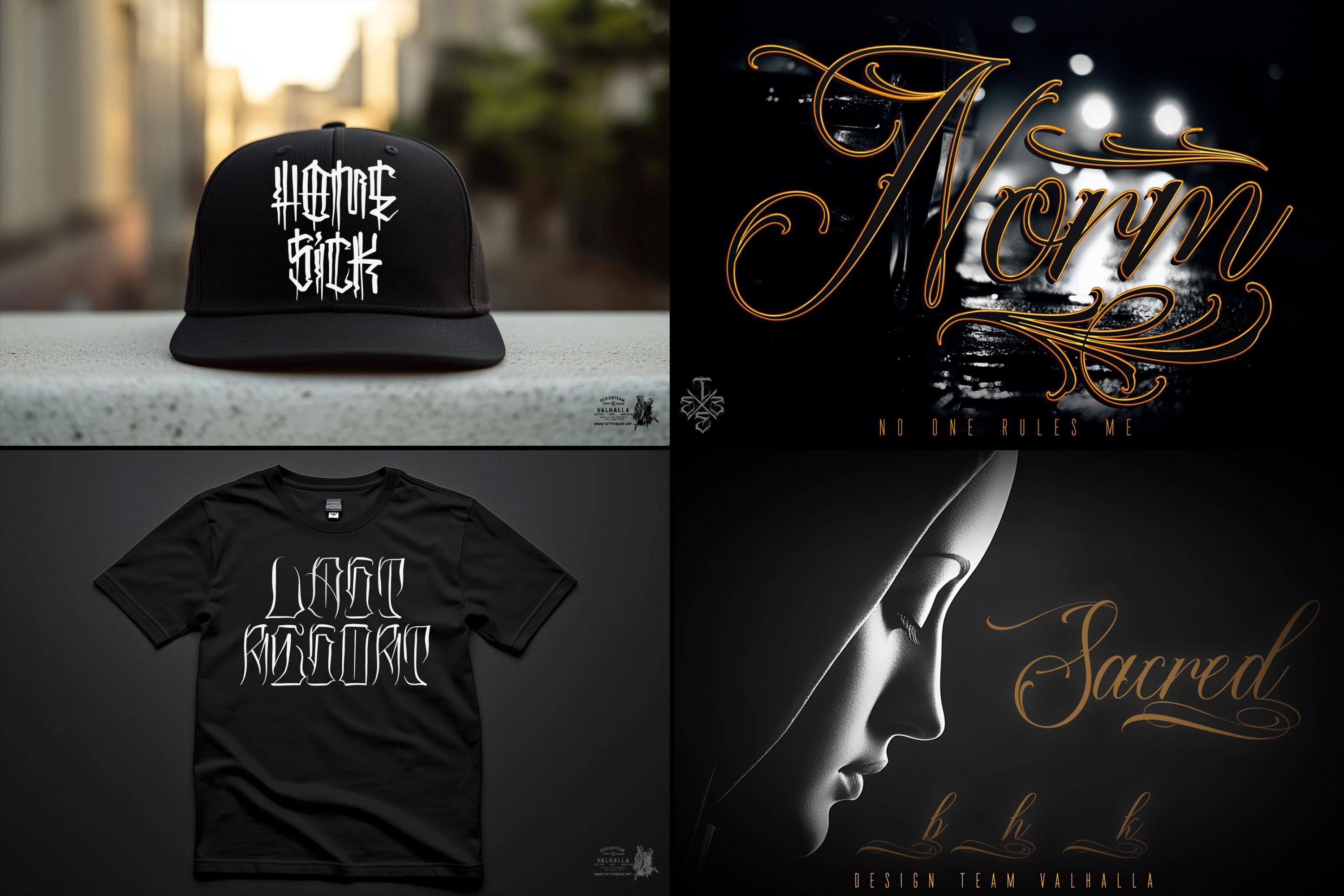 Tattoo font bundle, t-shirt / logo design, 10 Handmade fonts