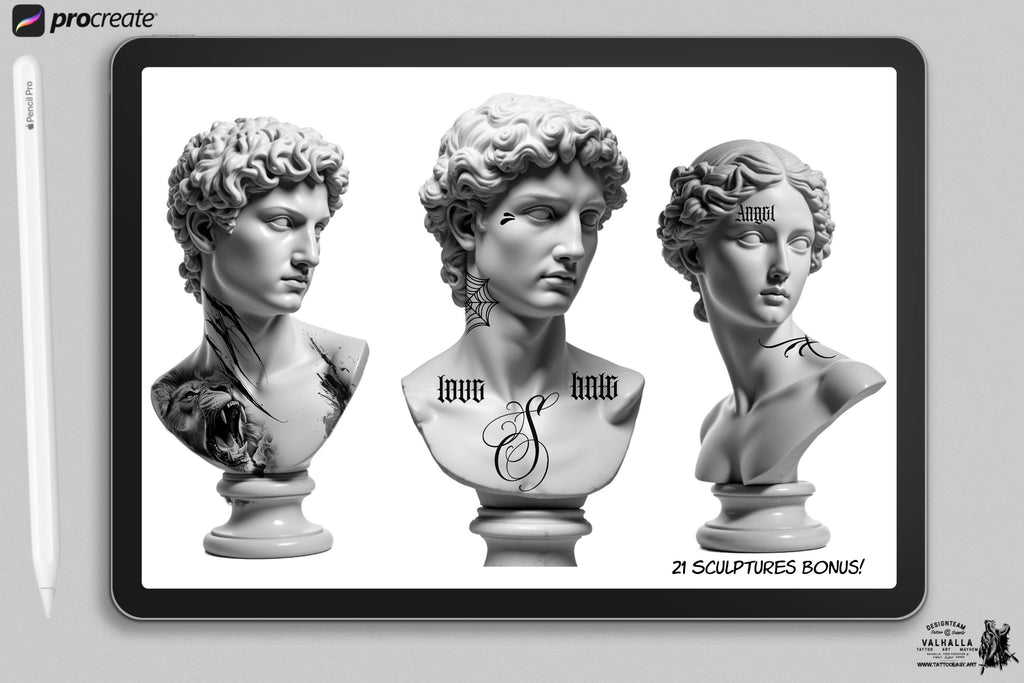 Procreate Tattoo Stamps: 145 Body Part Brushes for Tattoo Design