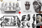 Greek Mythology Tattoo Art: Procreate Stamps, SVG, PNG (2500+ Elements)