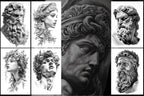 Greek Mythology Tattoo Art: Procreate Stamps, SVG, PNG (2500+ Elements)