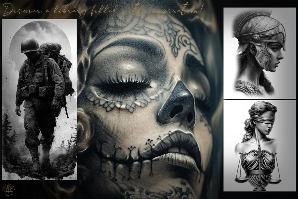 3000+ Black & Grey Realism Tattoo Designs Procreate Stamps, PNG, SVG