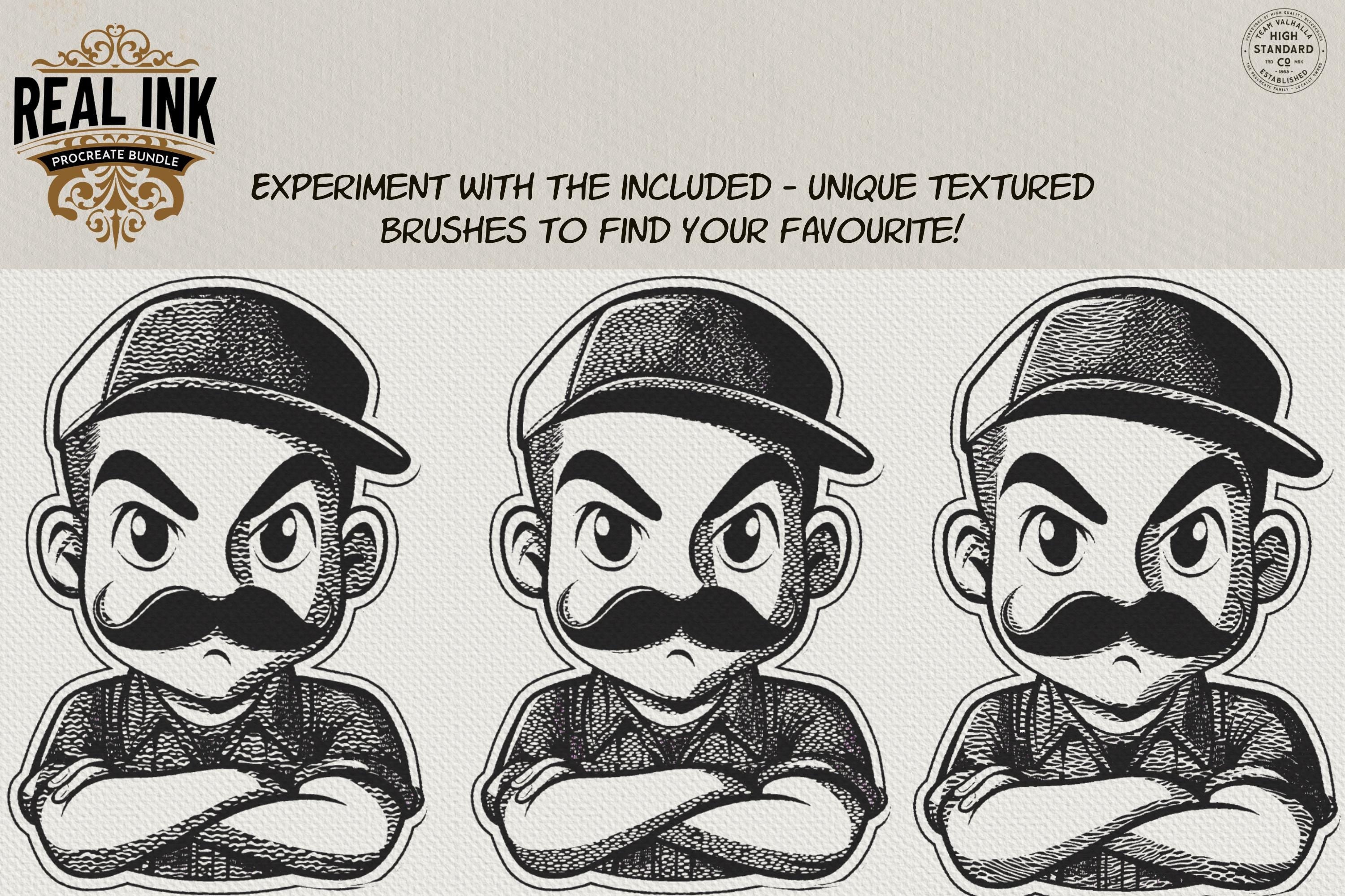 Procreate, Real Ink, custom brushes, canvases & textures