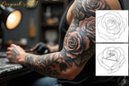 Rose Tattoo Flash References: Procreate Stamps, SVG, PNG (2000+ Elements)