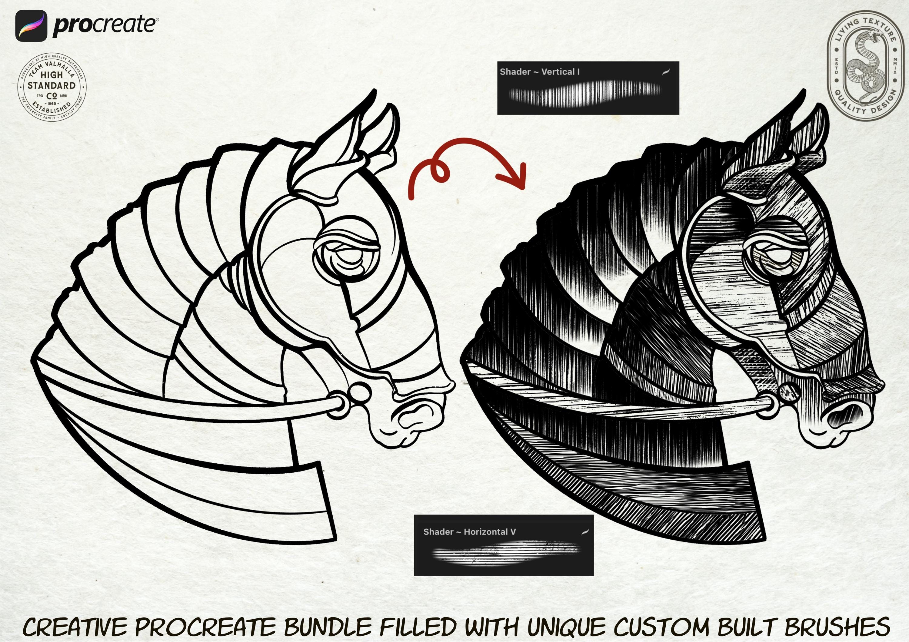 Vintage Press Procreate Brushes: 200 Retro Printmaking & Engraving Textures
