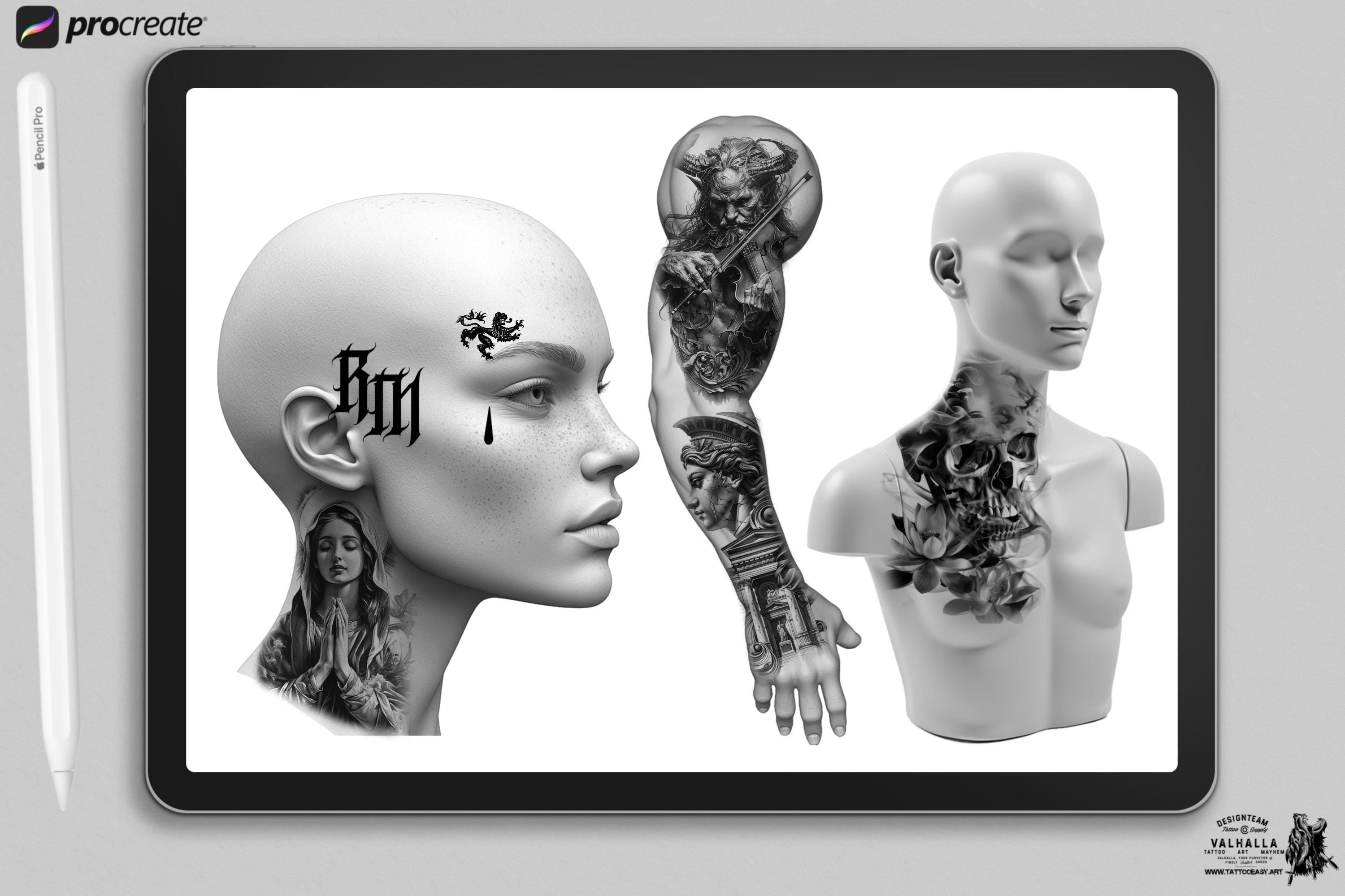 Procreate Tattoo Stamps: 145 Body Part Brushes for Tattoo Design