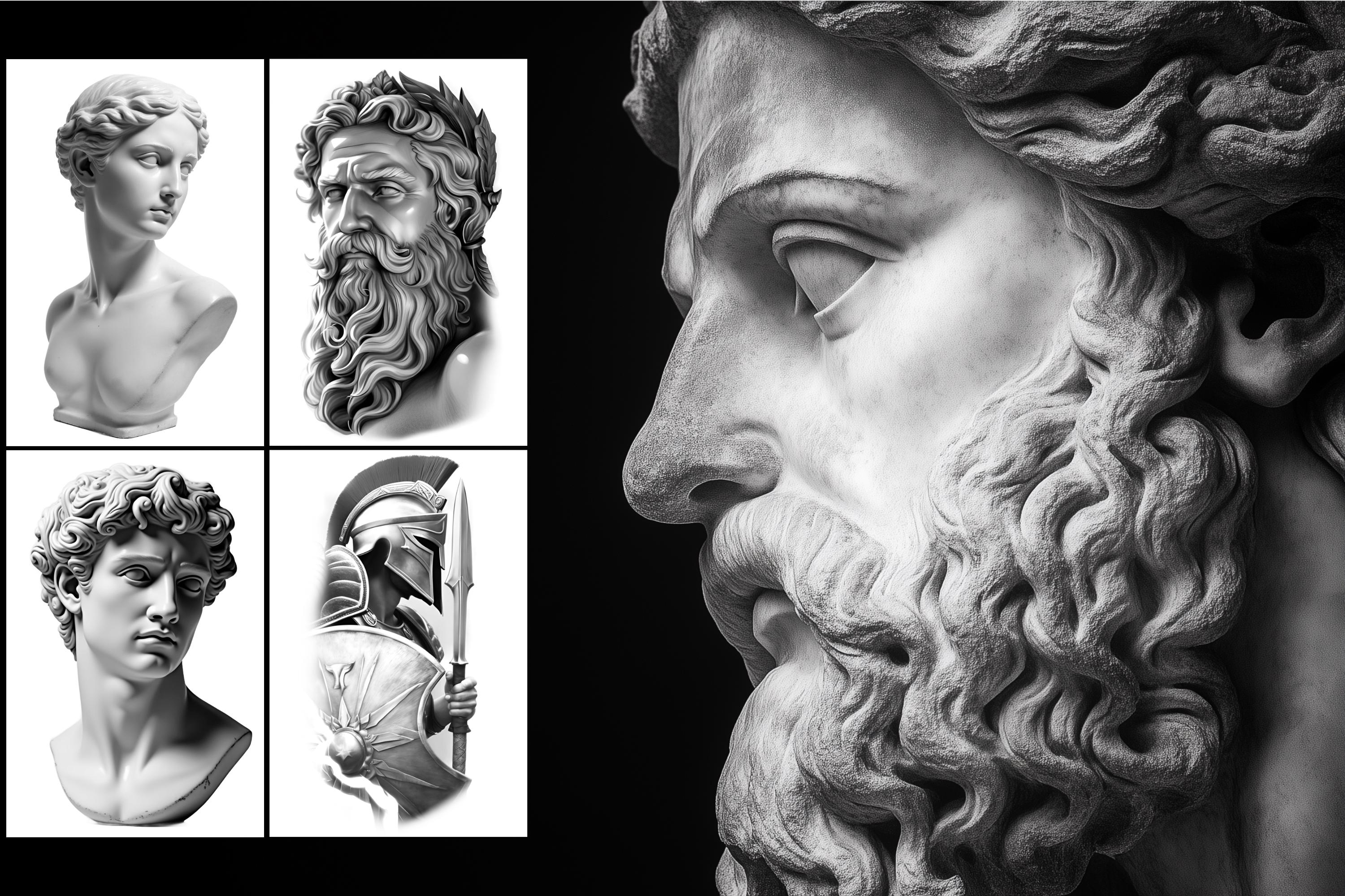 Greek Mythology Tattoo Art: Procreate Stamps, SVG, PNG (2500+ Elements)