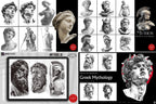Greek Mythology Tattoo Art: Procreate Stamps, SVG, PNG (2500+ Elements)