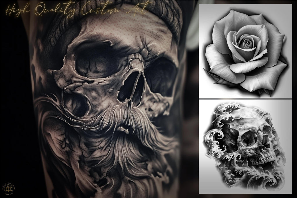 3000+ Black & Grey Realism Tattoo Designs Procreate Stamps, PNG, SVG