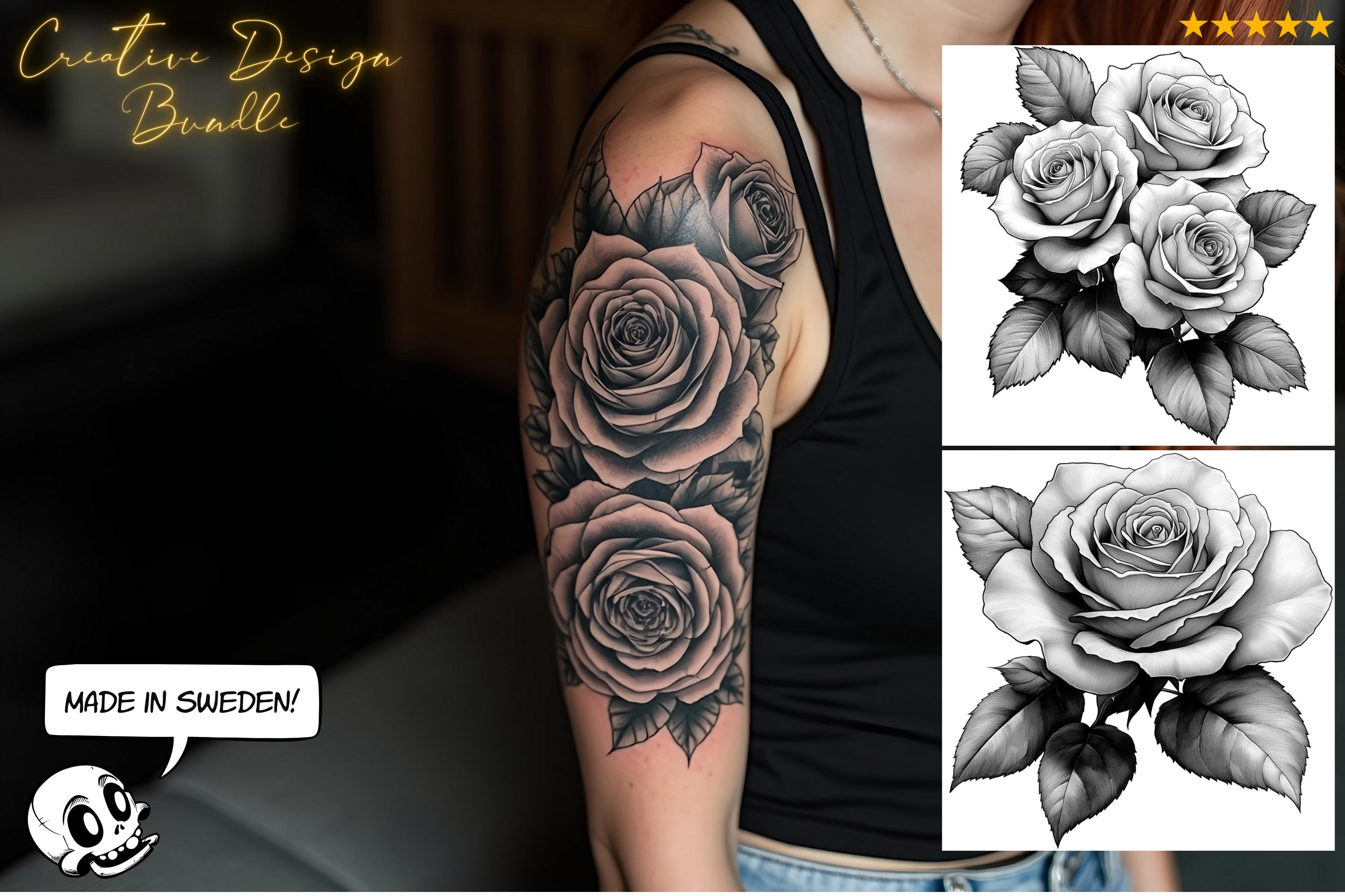 Rose Tattoo Flash References: Procreate Stamps, SVG, PNG (2000+ Elements)