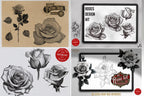 Rose Tattoo Flash References: Procreate Stamps, SVG, PNG (2000+ Elements)
