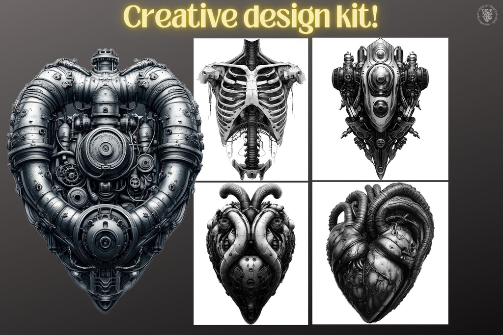 Biomech Design Kit: Procreate Brushes, SVG & PNG Files + Stencils