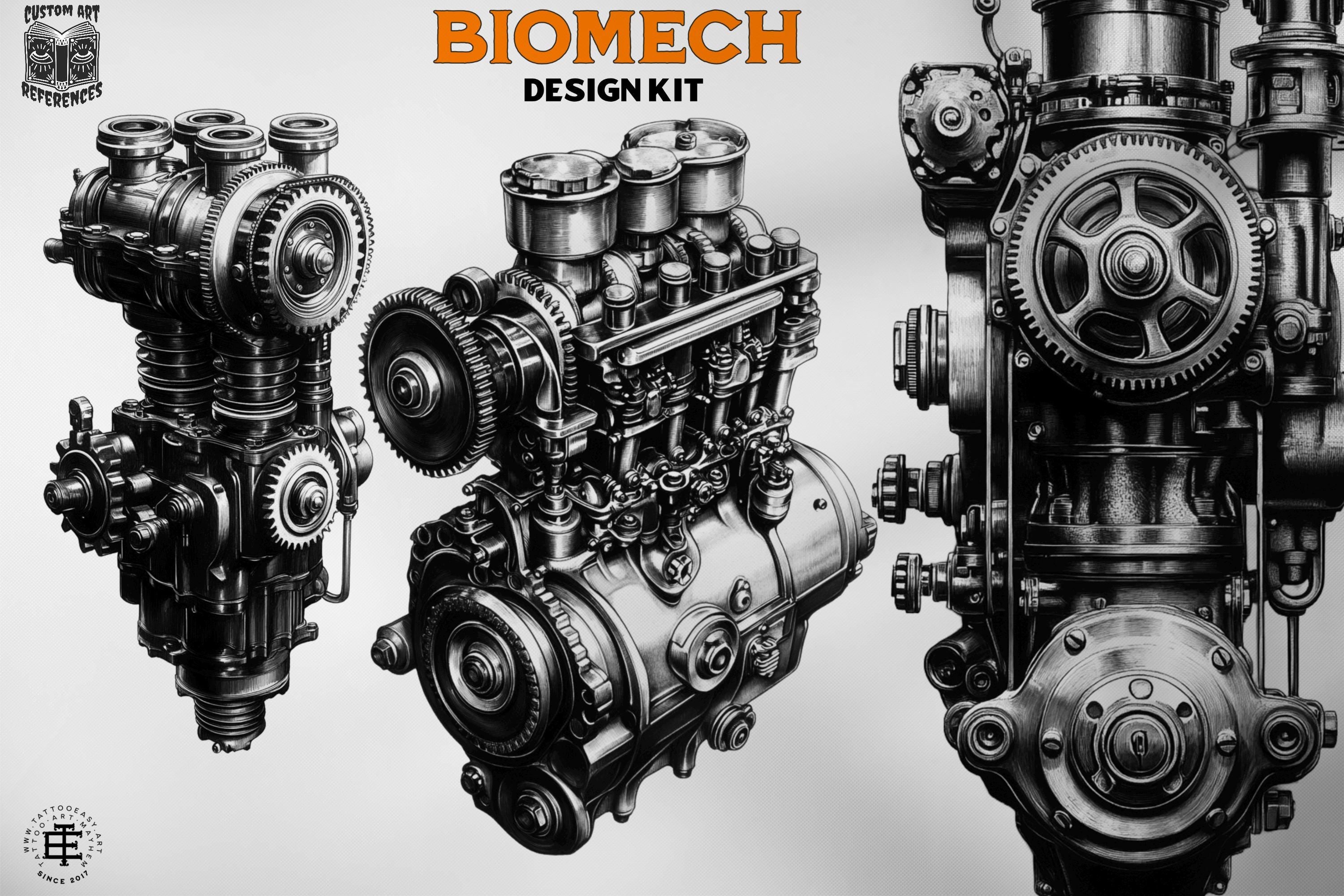 Biomech Design Kit: Procreate Brushes, SVG & PNG Files + Stencils