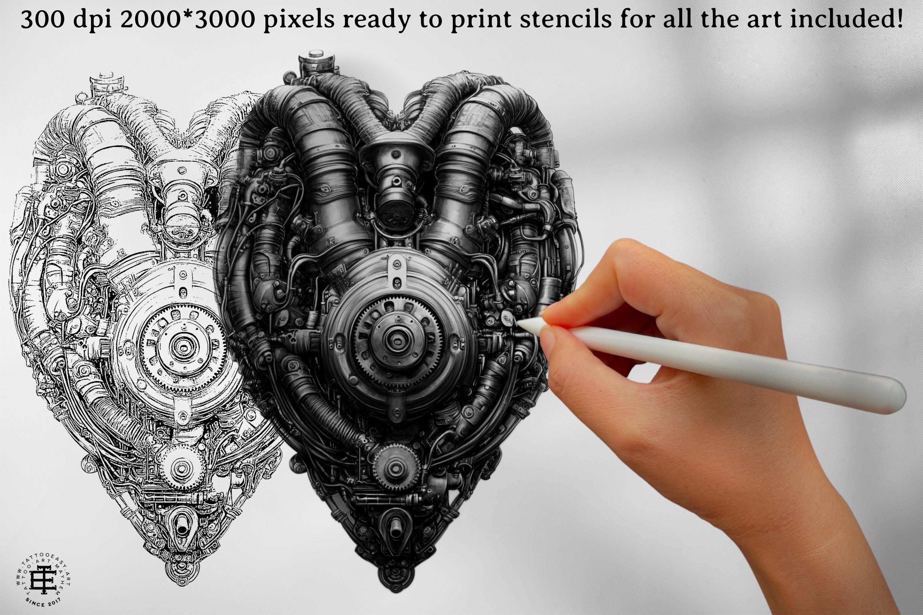 Biomech Design Kit: Procreate Brushes, SVG & PNG Files + Stencils