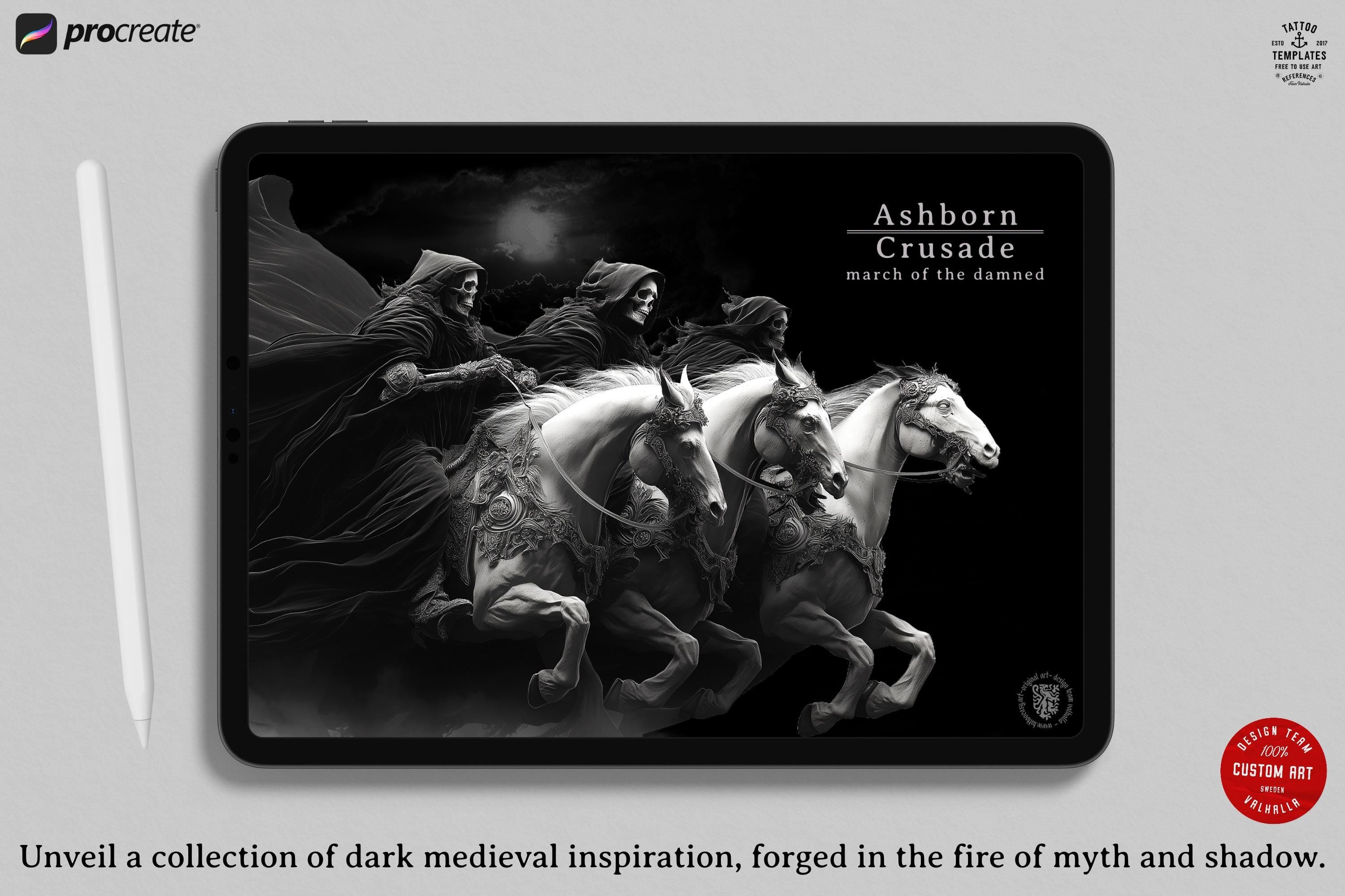 Procreate / Ashborn Crusade, The march of the damned ~ medieval inspired reference library for artists! Custom art