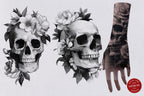 Skull & Flowers Tattoo Stamps: 129 Procreate Designs