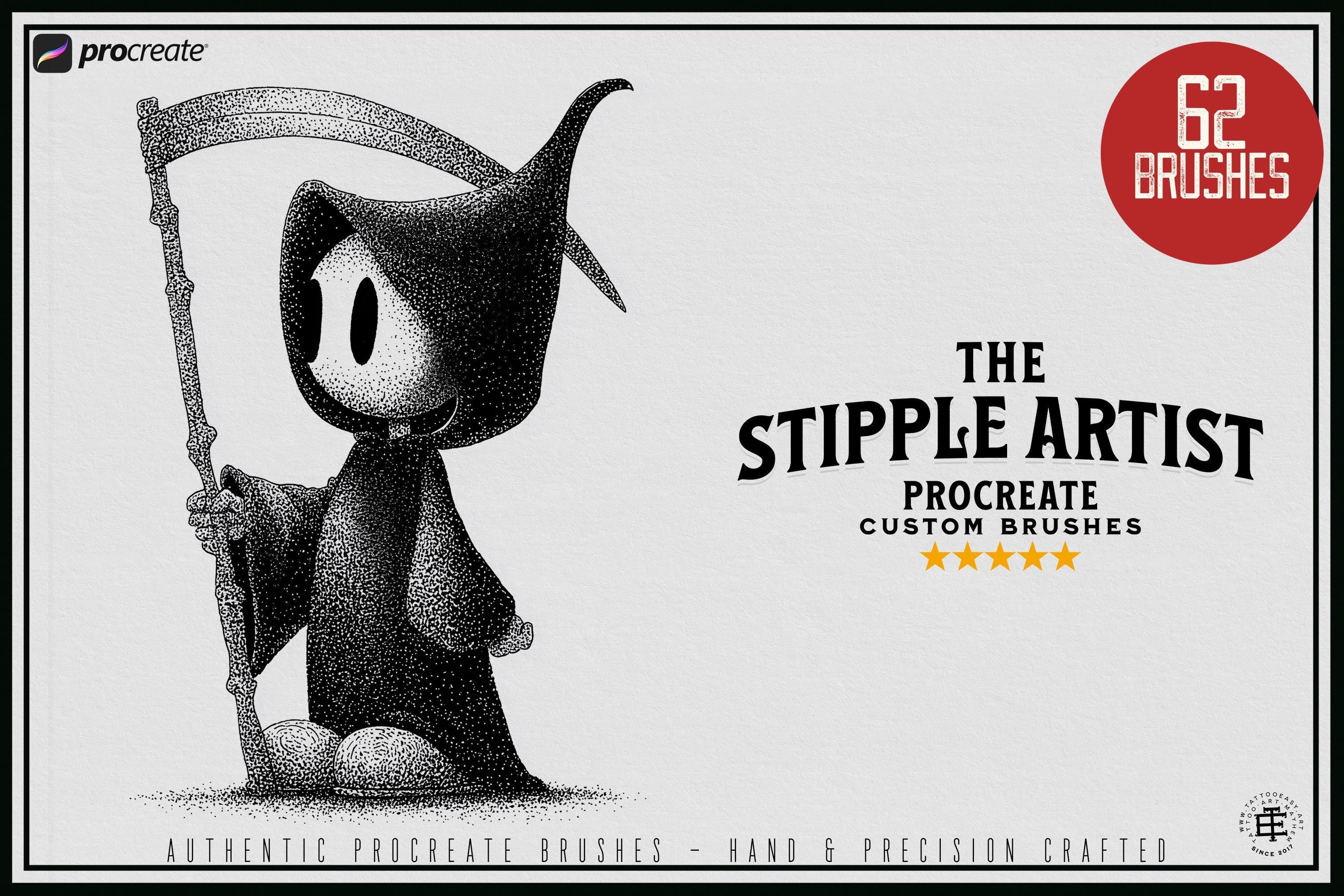 Procreate Stipple Brushes: 62 Custom Tattoo Shaders (Digital Download)
