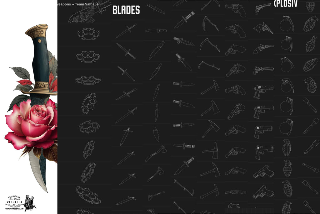 200+ Weapon Procreate Brushes, Swords, Guns, Knives (Digital Download)