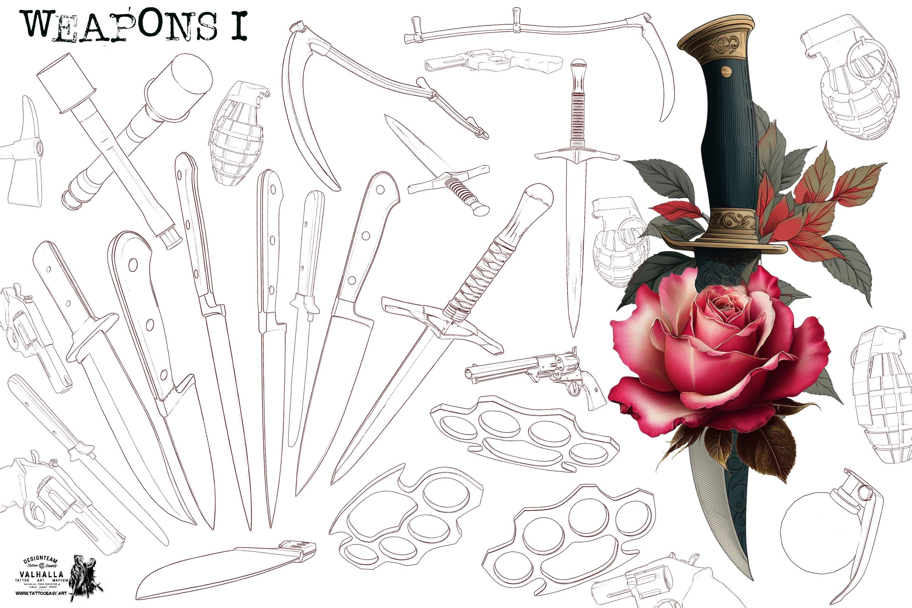 200+ Weapon Procreate Brushes, Swords, Guns, Knives (Digital Download)