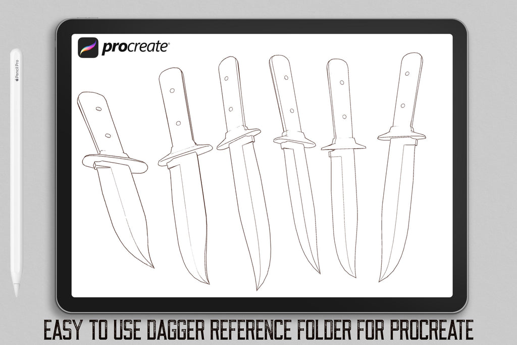Procreate & png, Artist Reference Library ~ Dagger references, original art for Procreate, ~150 design elements