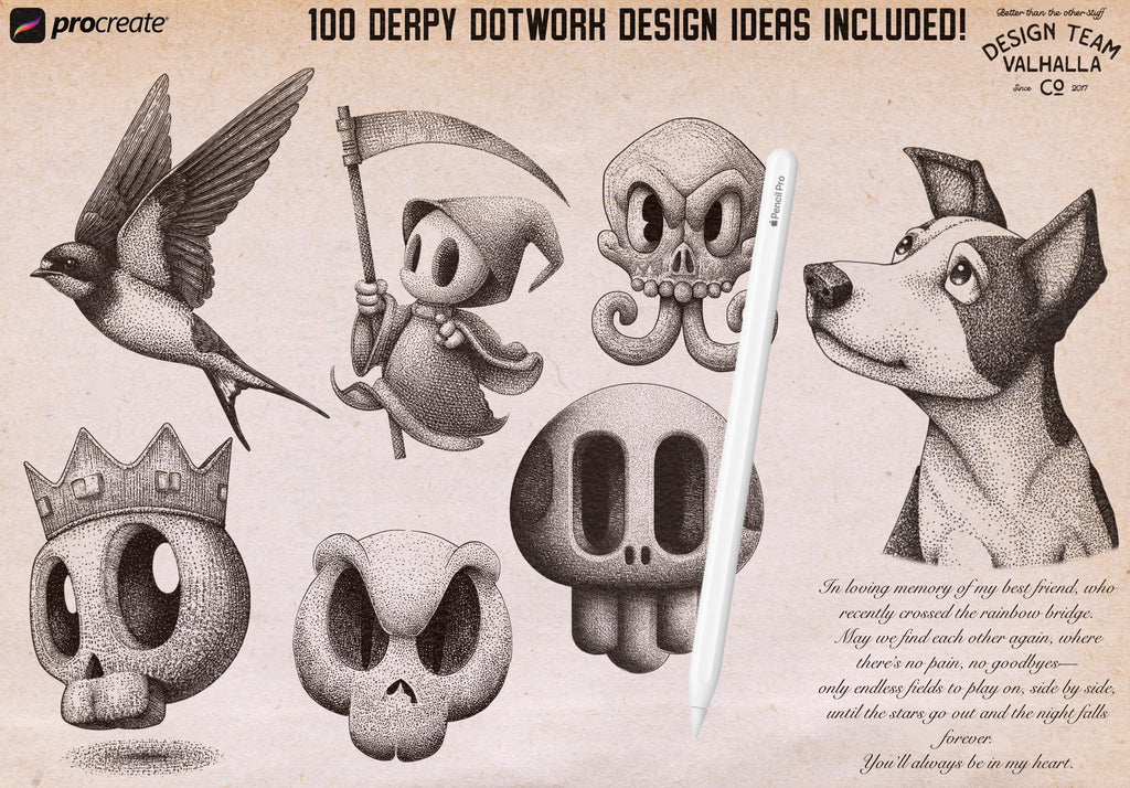 Procreate, stick n poke ~ 100% custom made brushes, designs, canvas & palettes