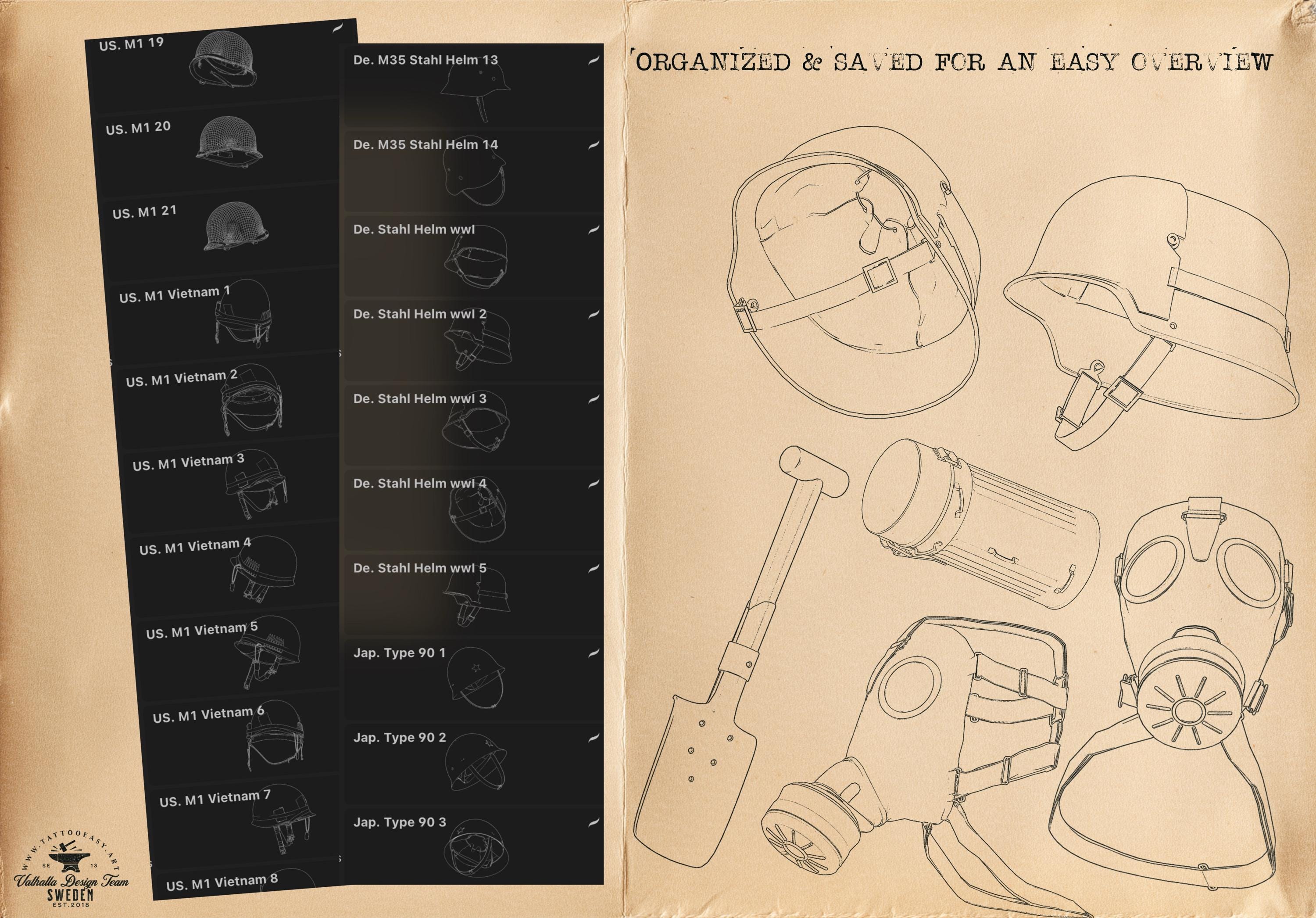 Procreate World War Reference Kit: 360+ Stamps for Tattoo & Concept Artists (Digital Download)