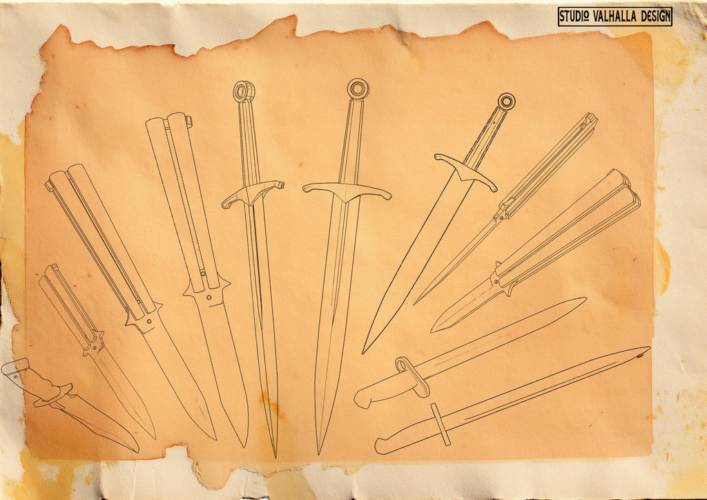 Procreate & png, Artist Reference Library ~ Dagger references, original art for Procreate, ~150 design elements