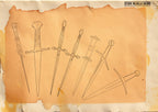 Procreate & png, Artist Reference Library ~ Dagger references, original art for Procreate, ~150 design elements