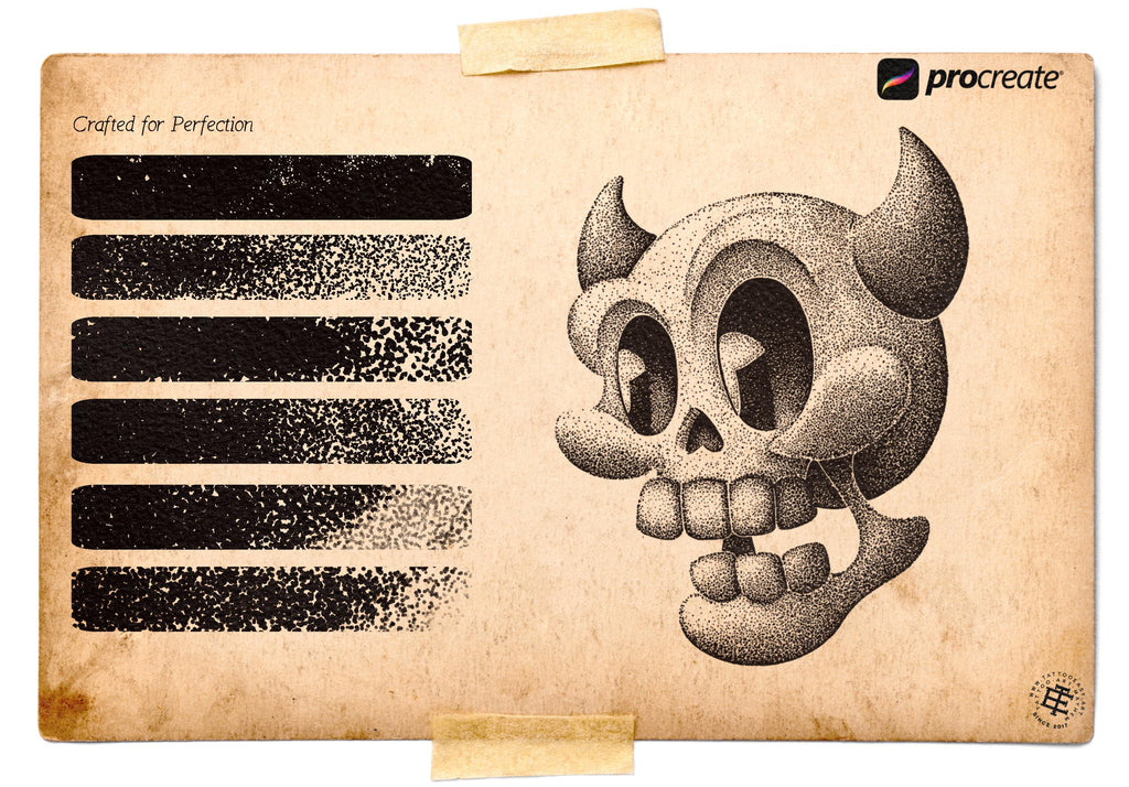 Procreate, stick n poke ~ 100% custom made brushes, designs, canvas & palettes