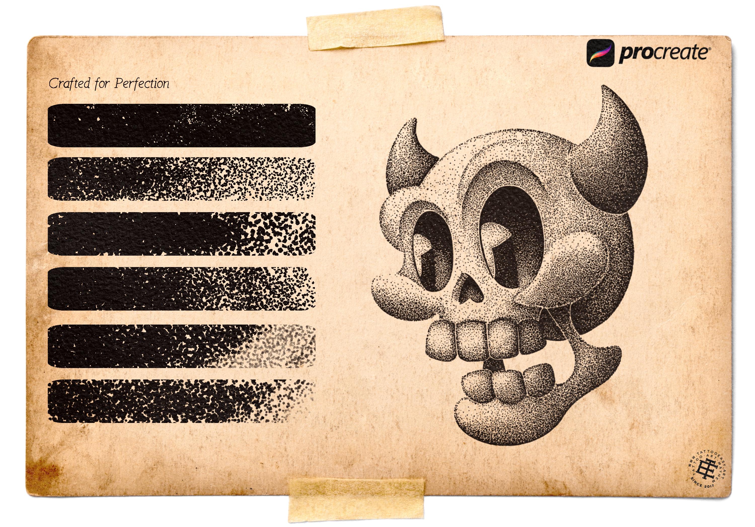 Procreate, stick n poke ~ 100% custom made brushes, designs, canvas & palettes