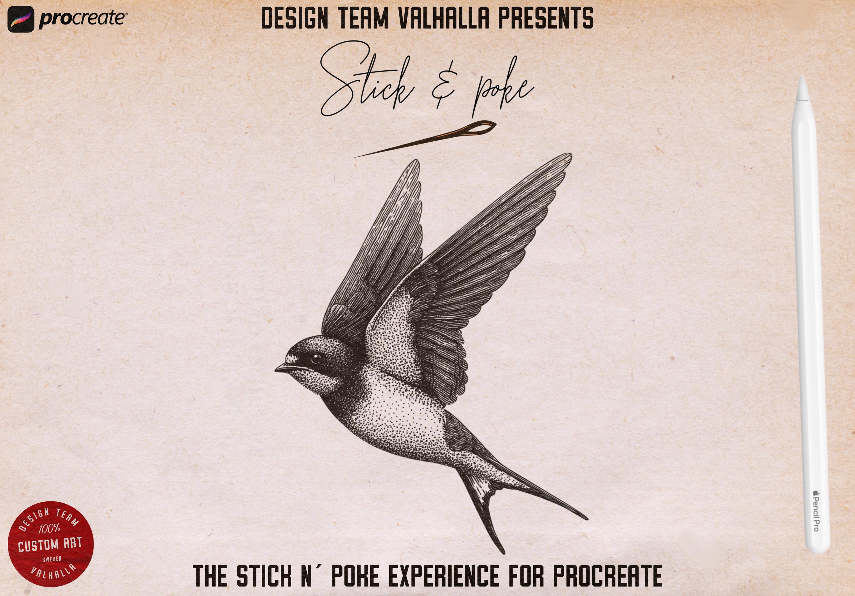 Procreate, stick n poke ~ 100% custom made brushes, designs, canvas & palettes