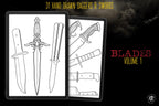 Procreate / Blades volume 1, 31 designs drawn by hand, daggers & swords, direct download