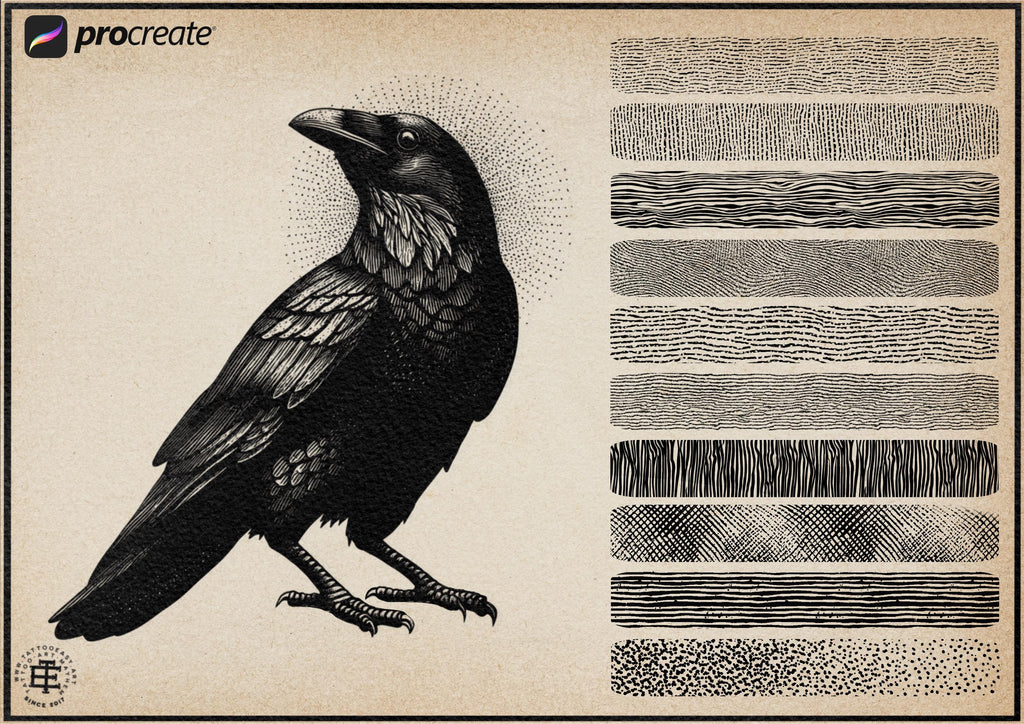 Procreate Engraving Brush Kit: 360+ Woodcut Texture Brushes & Canvas (Digital Download