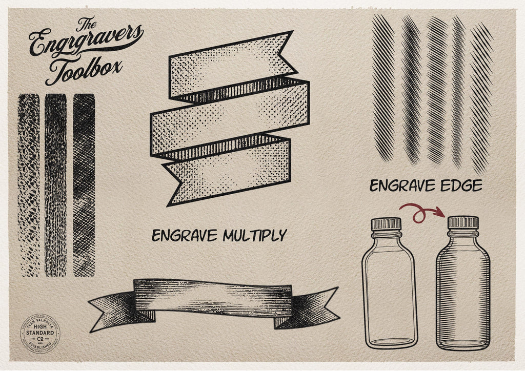 Procreate Engraving Brush Kit: 360+ Woodcut Texture Brushes & Canvas (Digital Download