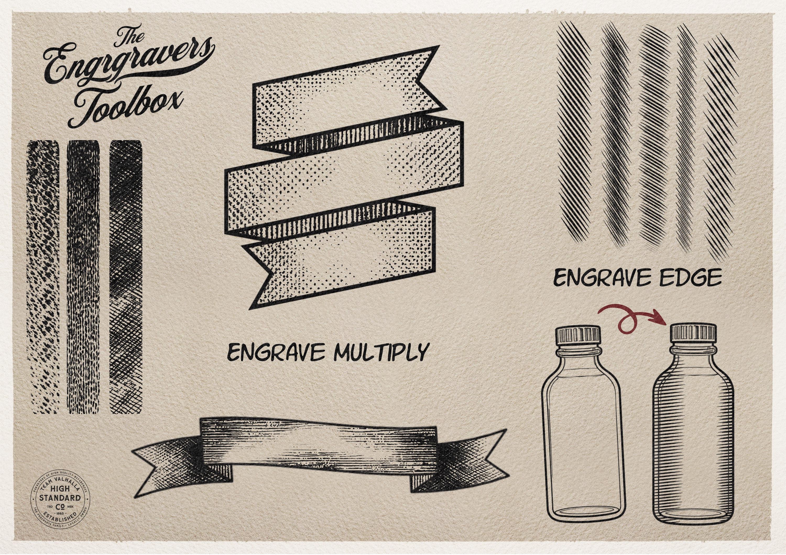 Procreate Engraving Brush Kit: 360+ Woodcut Texture Brushes & Canvas (Digital Download