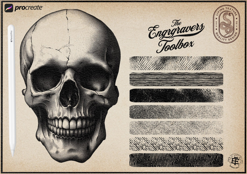 Procreate Engraving Brush Kit: 360+ Woodcut Texture Brushes & Canvas (Digital Download