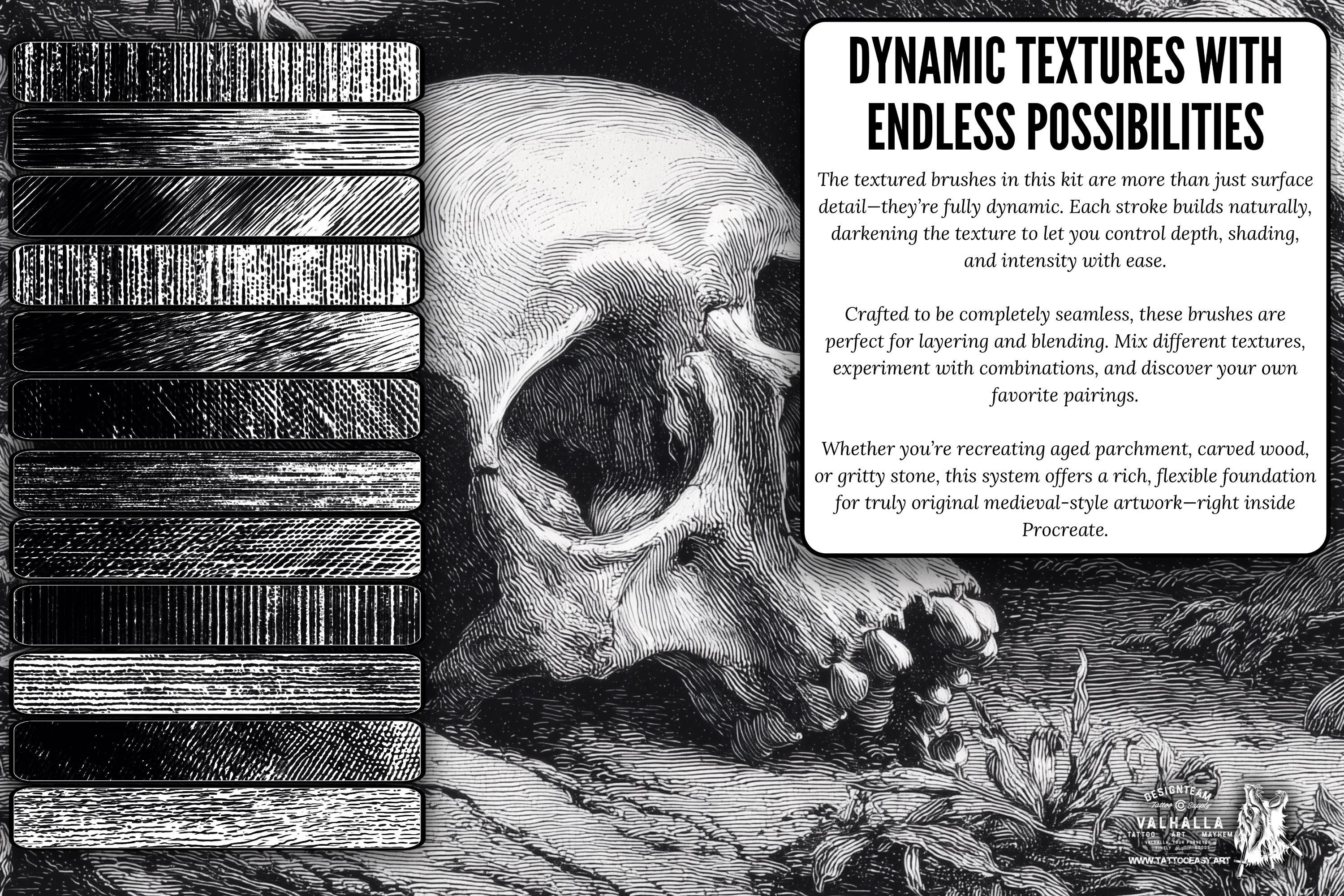 Medieval Ink Procreate Brushes: Old World Woodcut & Engraving Textures (200+ Custom Brushes) (Digital Download