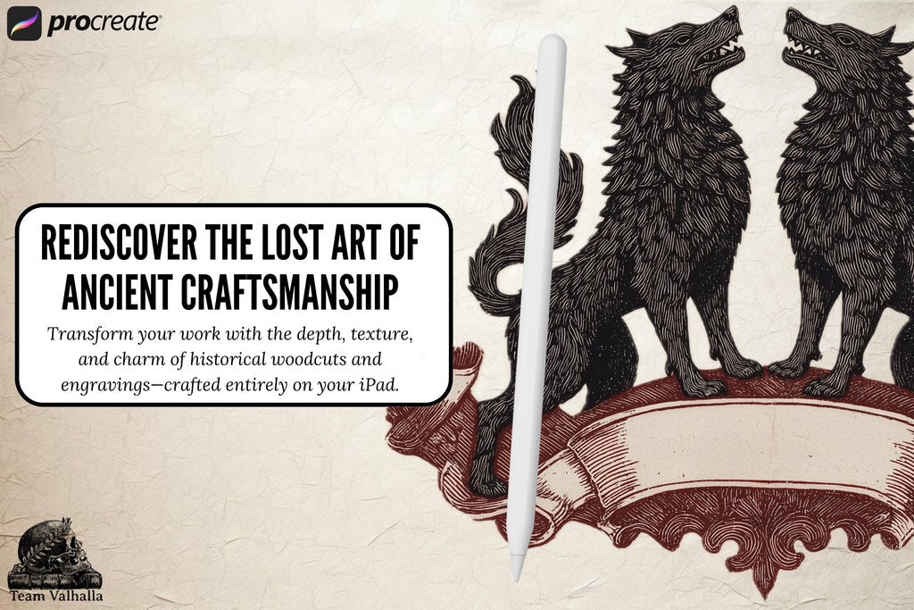 Medieval Ink Procreate Brushes: Old World Woodcut & Engraving Textures (200+ Custom Brushes) (Digital Download