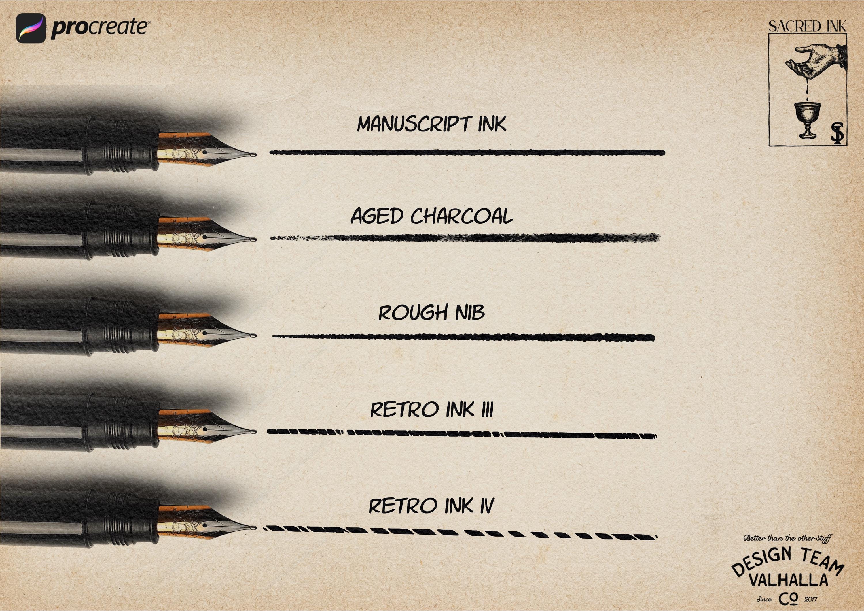 Medieval Ink Procreate Brushes: Old World Woodcut & Engraving Textures (200+ Custom Brushes) (Digital Download