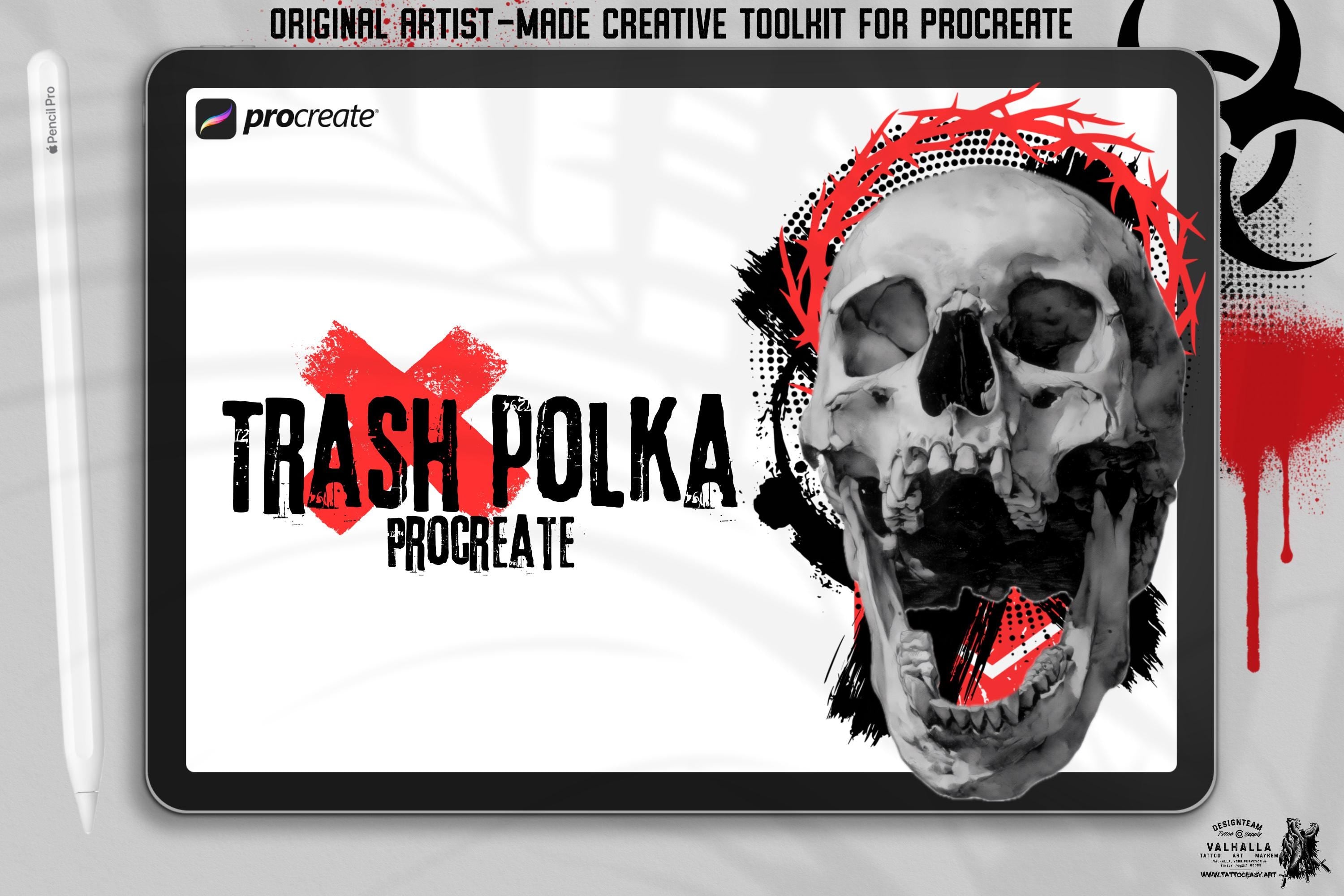 Trash Polka Procreate Kit: 400+ Custom Stamps, Brushes (Digital Download)