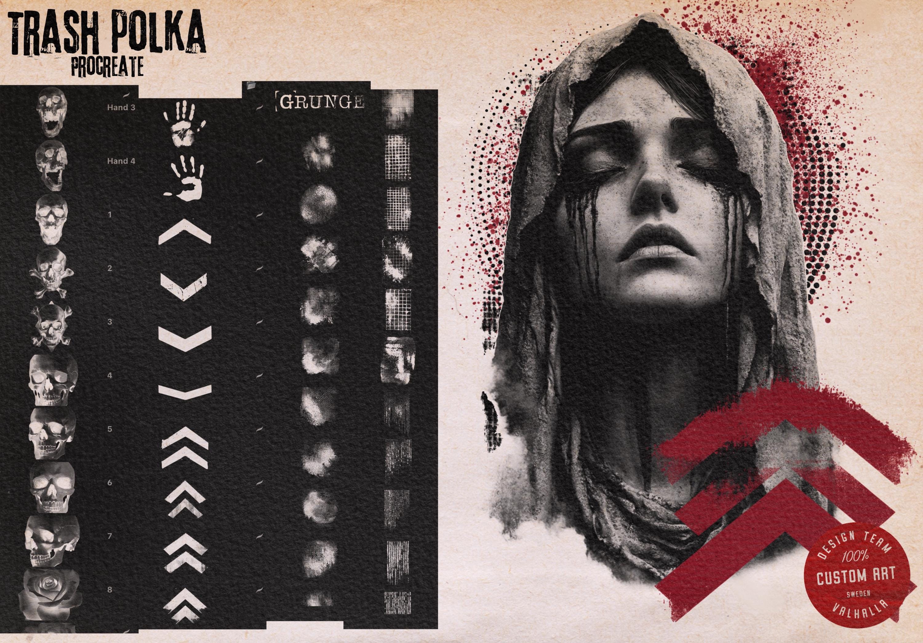 Trash Polka Procreate Kit: 400+ Custom Stamps, Brushes (Digital Download)