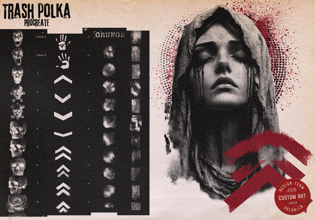 Trash Polka Procreate Kit: 400+ Custom Stamps, Brushes (Digital Download)