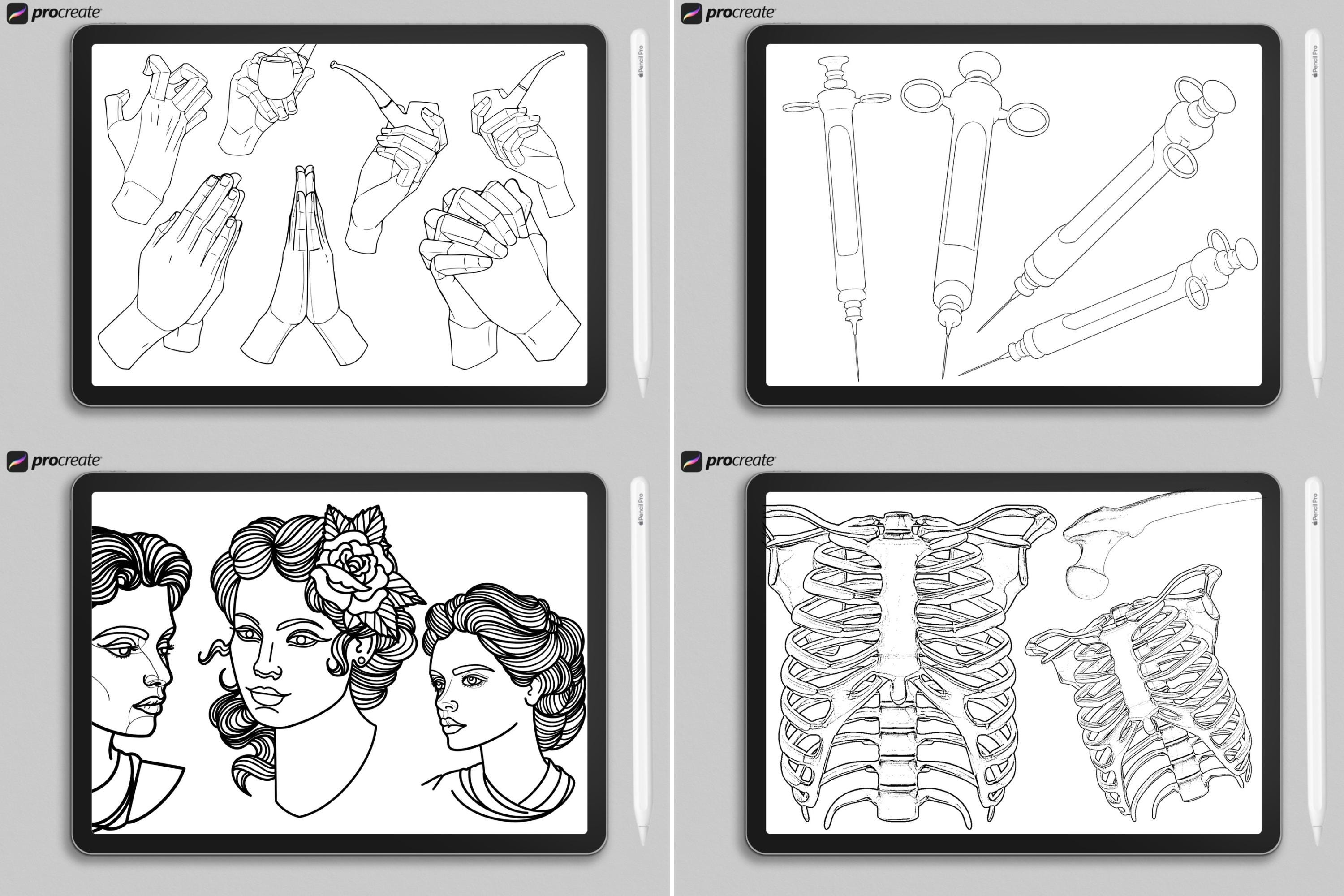 Procreate Tattoo Stamps Brush Set: 3000+ Artist Essentials - PNG & Brushes