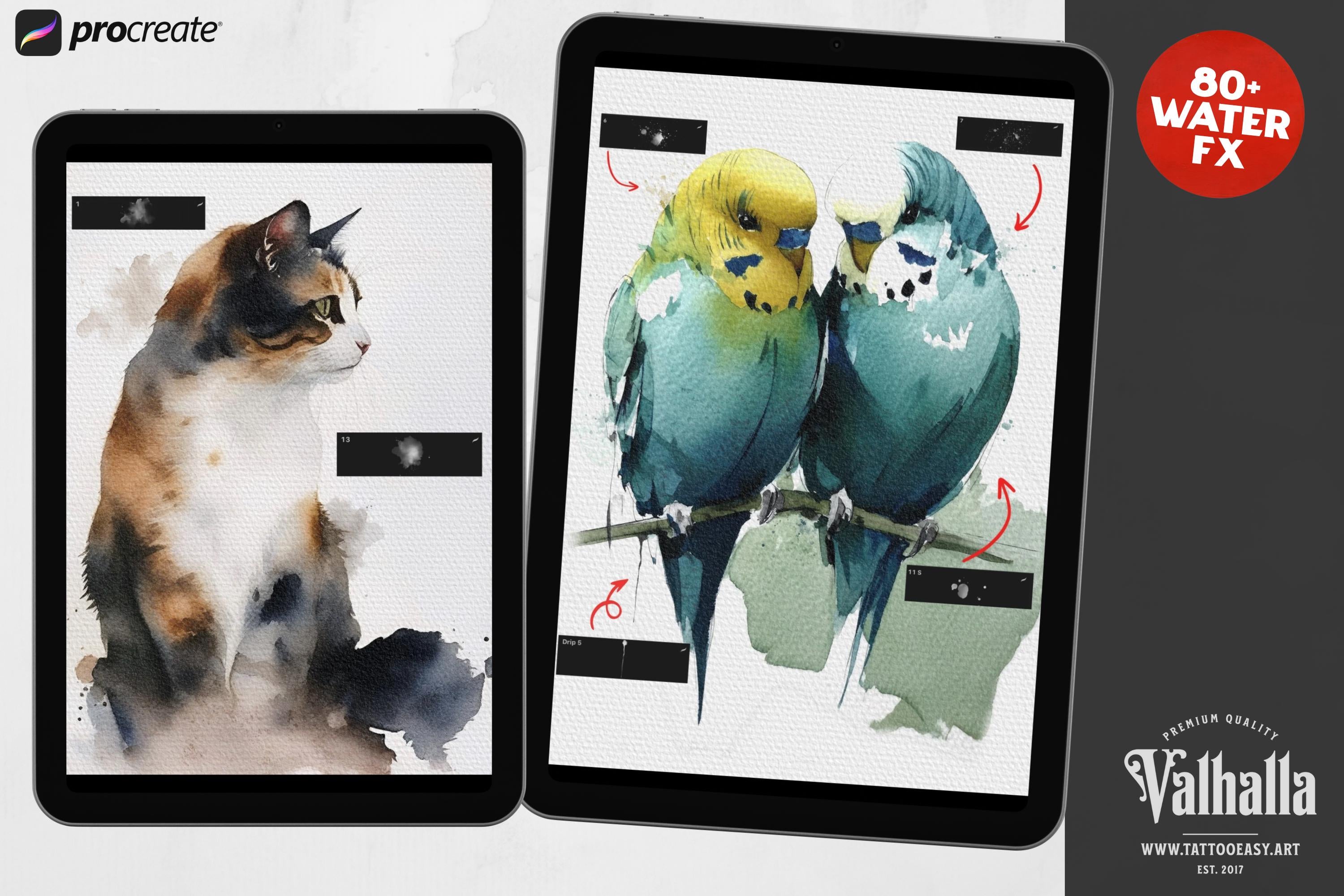 Procreate Watercolor Brush Set: AquaSoft + Studio, Realistic Canvas Textures Digital Download