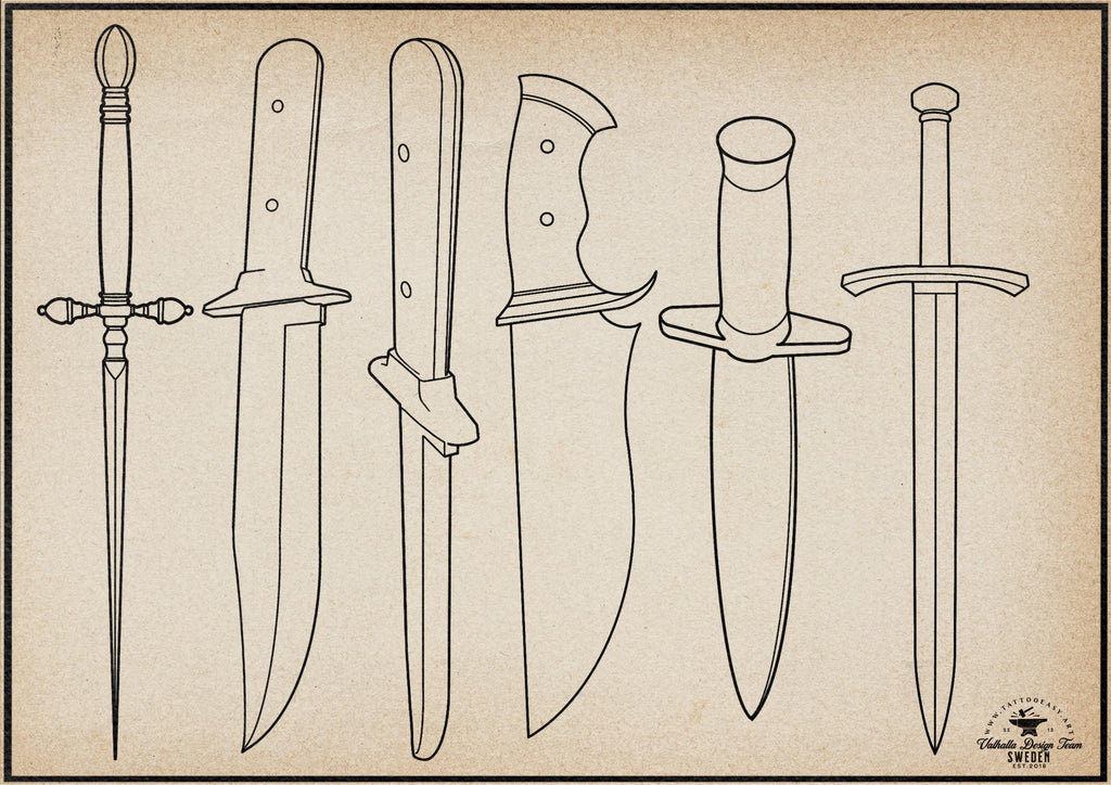 Procreate / Blades volume 1, 31 designs drawn by hand, daggers & swords, direct download