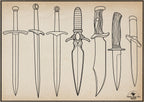 Procreate / Blades volume 1, 31 designs drawn by hand, daggers & swords, direct download